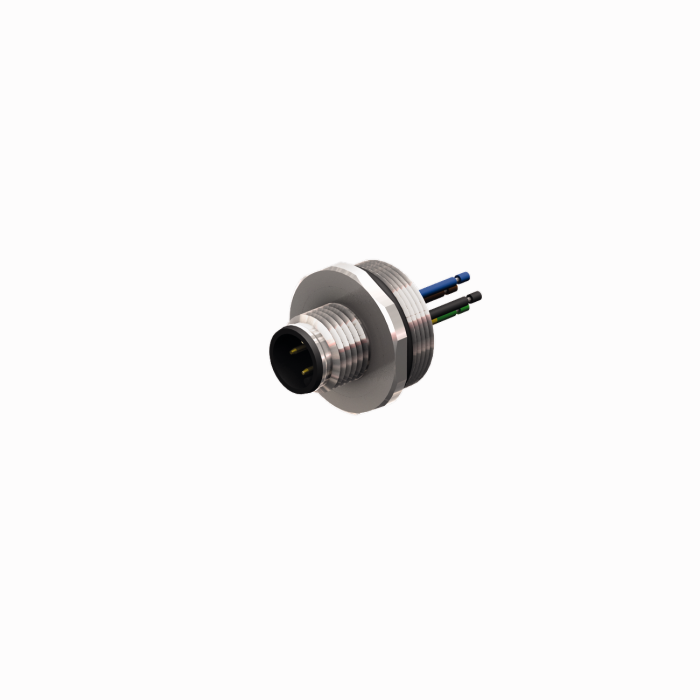 Male Receptacle with Stranded Wires, Front-mounted