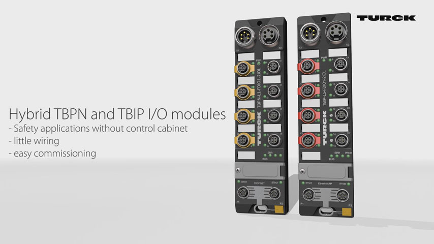 TBPN and TBIP – Hybrid I/O Modules for IP67 Safety Applications